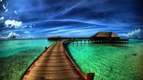 Water ocean clouds landscapes nature beach dock pier paradise skyscapes 1920x1200 wallpaper www