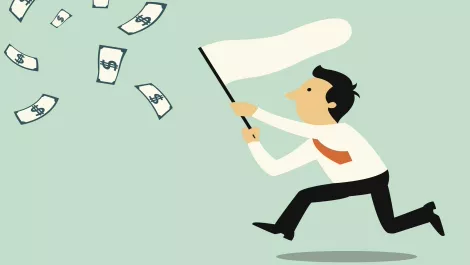 Man chasing cash