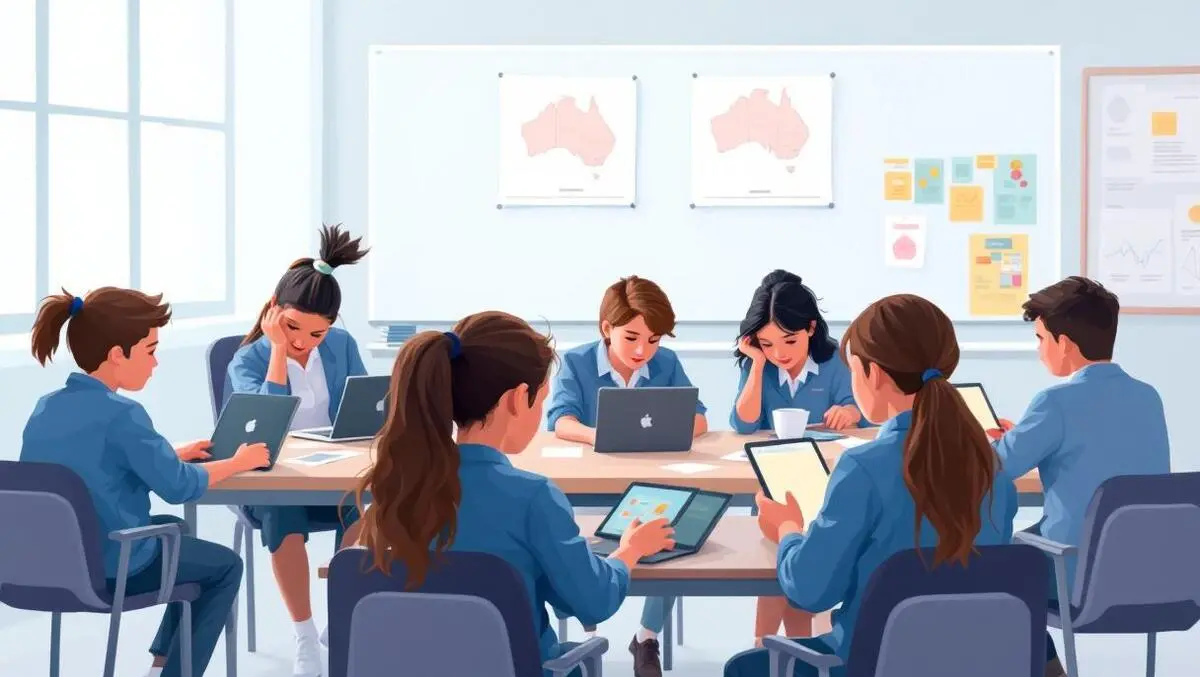 Australian students using laptops tablets modern classroom digital learning engagement