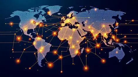 Global digital infrastructure data nodes cables connecting europe asia africa middle east