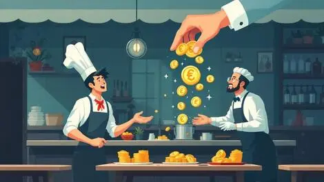 European restaurant chef waiter relieved euros flow financial support