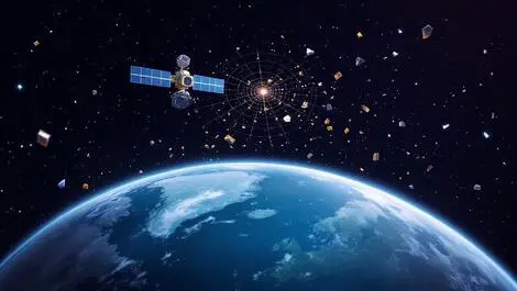 Radar satellite orbiting earth scanning space debris uk visible