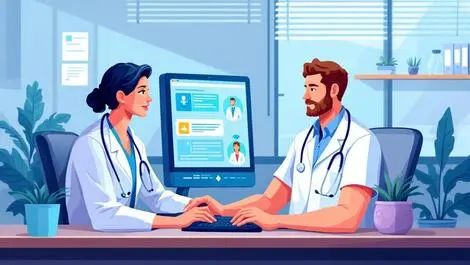 Australian gp using computer digital patient referral modern clinic