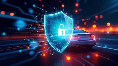 Realistic digital shield protecting modern european car data flow telematics