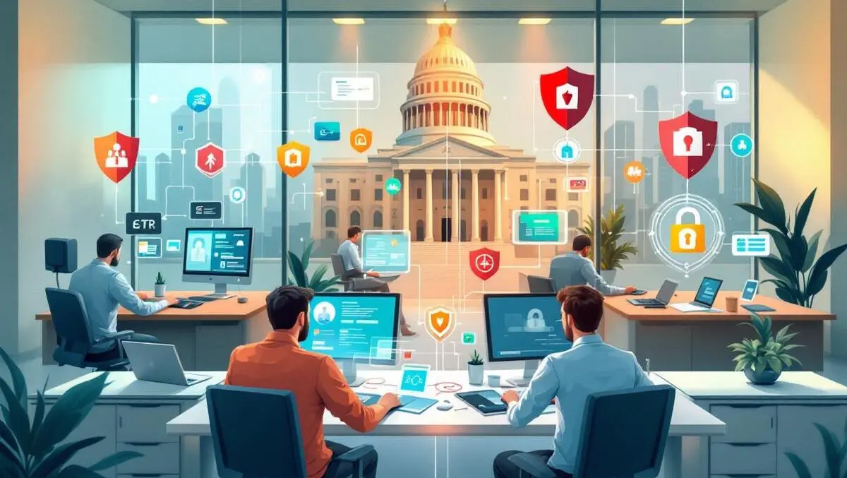 Government office it professionals working secure data protection remote support