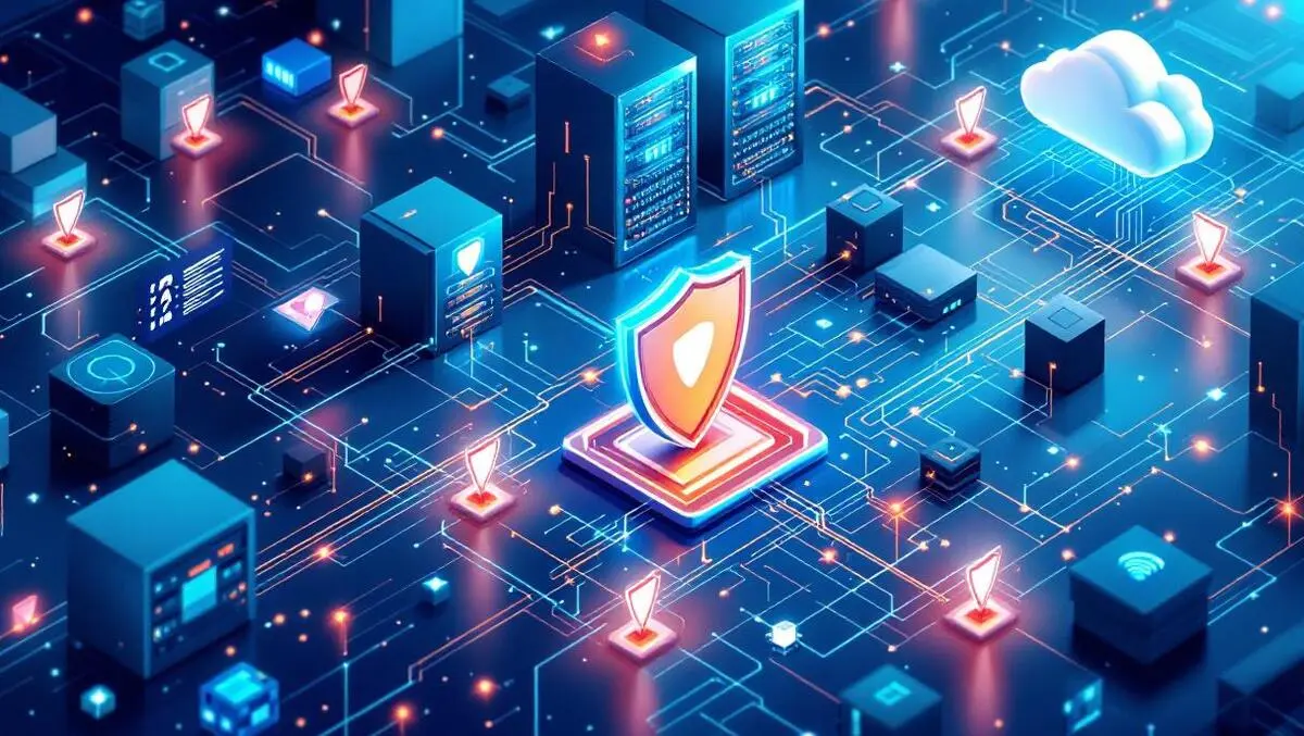 Detailed illustration large secure data center multiple servers cybersecurity advanced protection