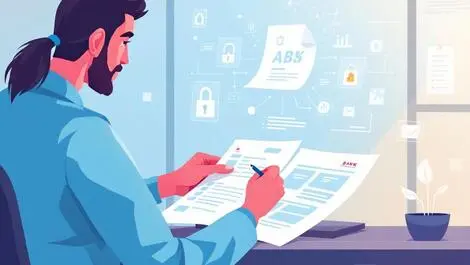 Australian bank officer examining documents digital screens fraud prevention