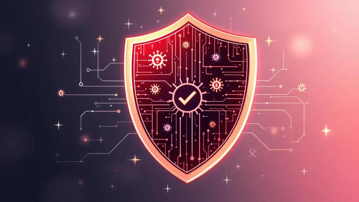 Digital shield blocking virus icons illustration strong malware protection tech env