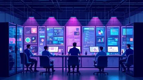 Secure server room it professionals inspecting hardware cybersecurity uk office