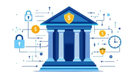 Secure bank building digital locks shields clock delayed response financial sector