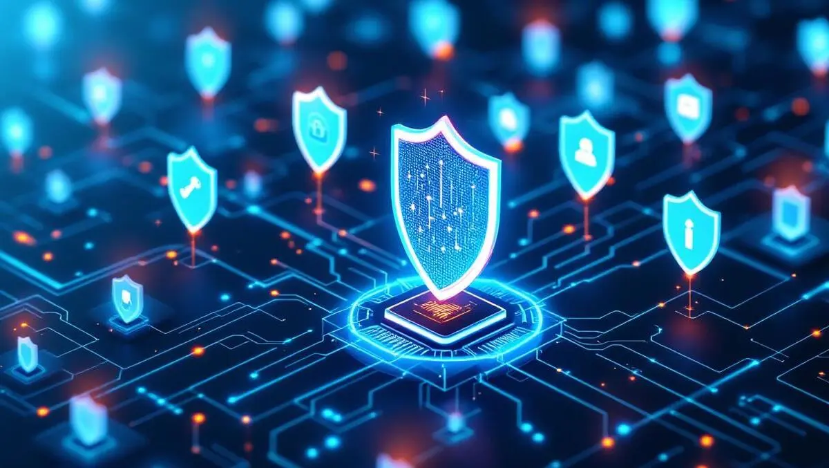 Interconnected digital shields network computer devices cybersecurity defense