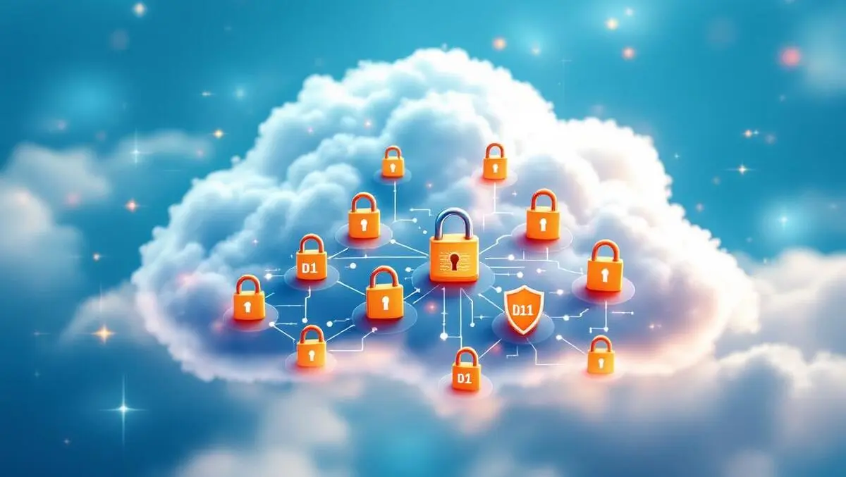 Secure cloud computing data protection interconnected padlocks shields