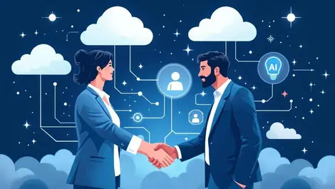 Business professionals handshake cloud ai collaboration integration customer service