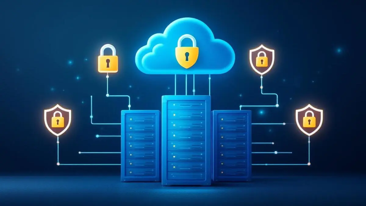 Secure data center cloud storage digital padlocks shields protection trust