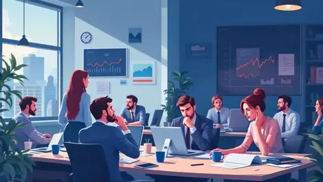 Modern uk office professionals using computers data charts showing ai adoption gap