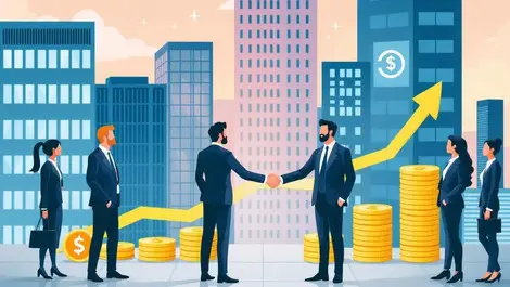 Australian business people shaking hands economic growth loan activity