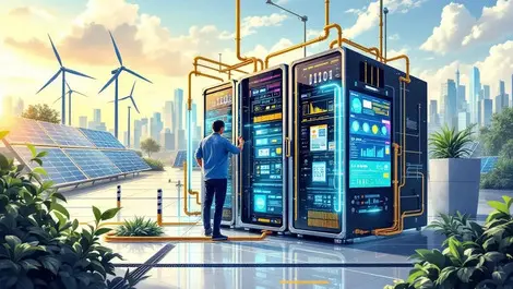 Massive energy efficient supercomputer liquid cooling server racks renewable energy data center