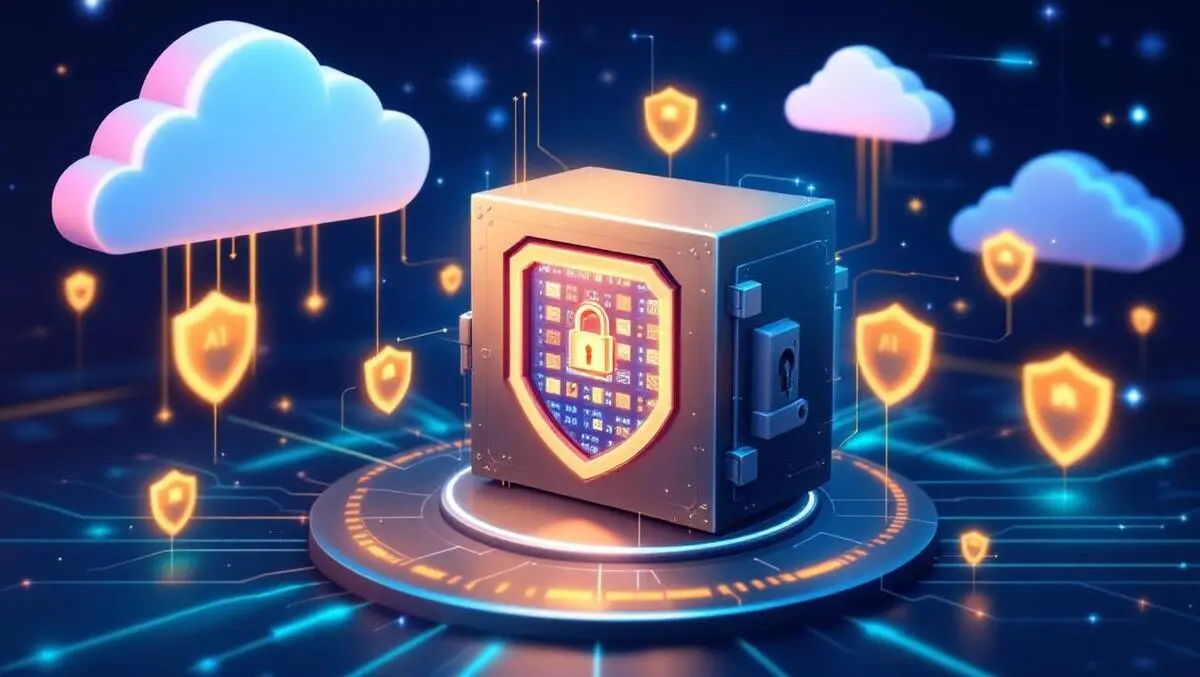 Secure data vault digital shields ai cloud technology abstract illustration