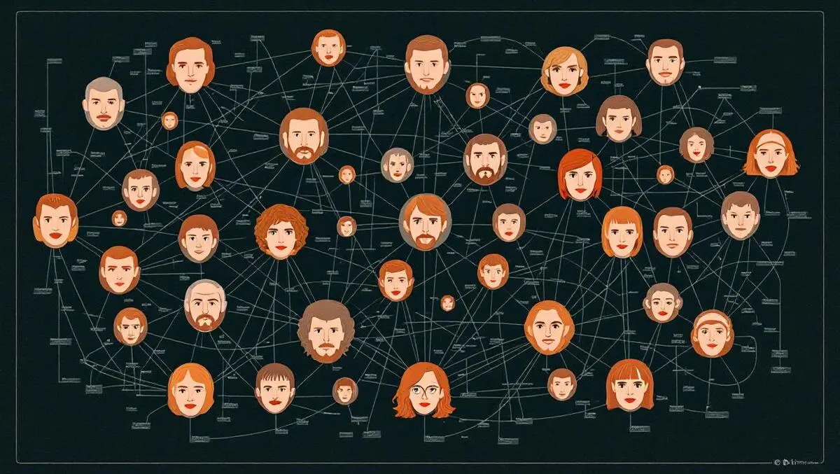 Stranger things characters data graph illustration detective board style