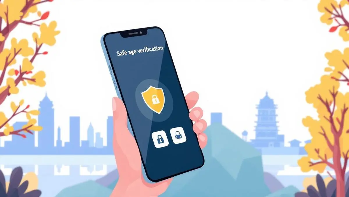 Teenager holding smartphone with secure shield banking app australian sydney eucalyptus background