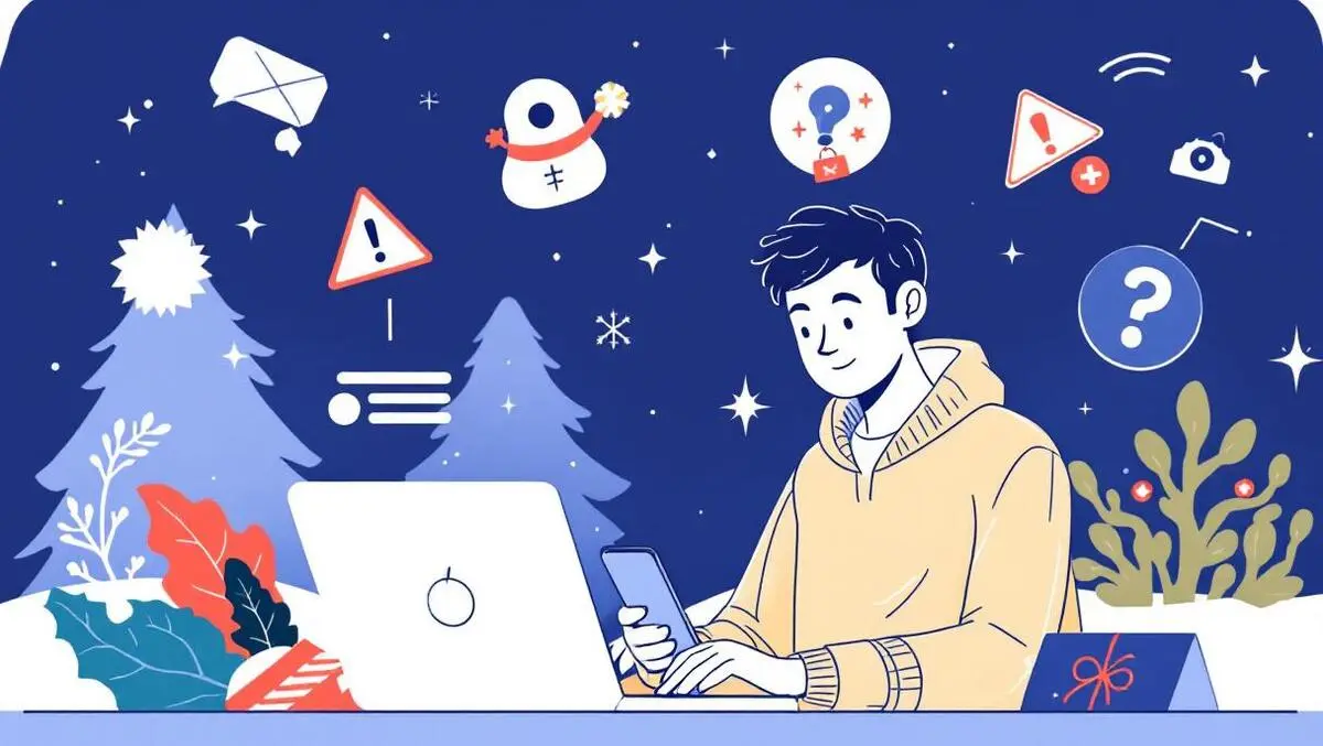 Australian youth using laptop smartphone online holiday threats icons