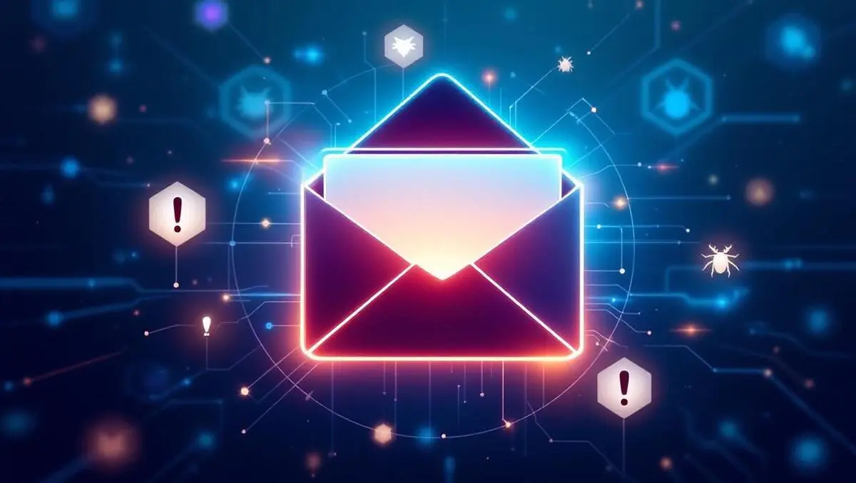 Realistic digital shield email envelope network lines digital threat icons ai email security