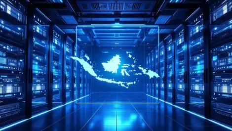 Modern asean datacenter blue lighting malaysia indonesia cloud