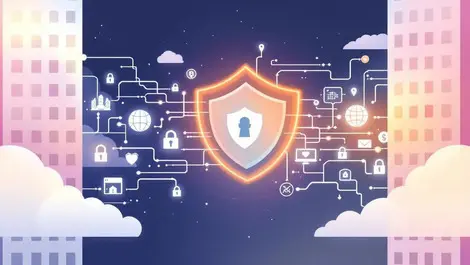 Interlocking shields secure data exchange between office buildings