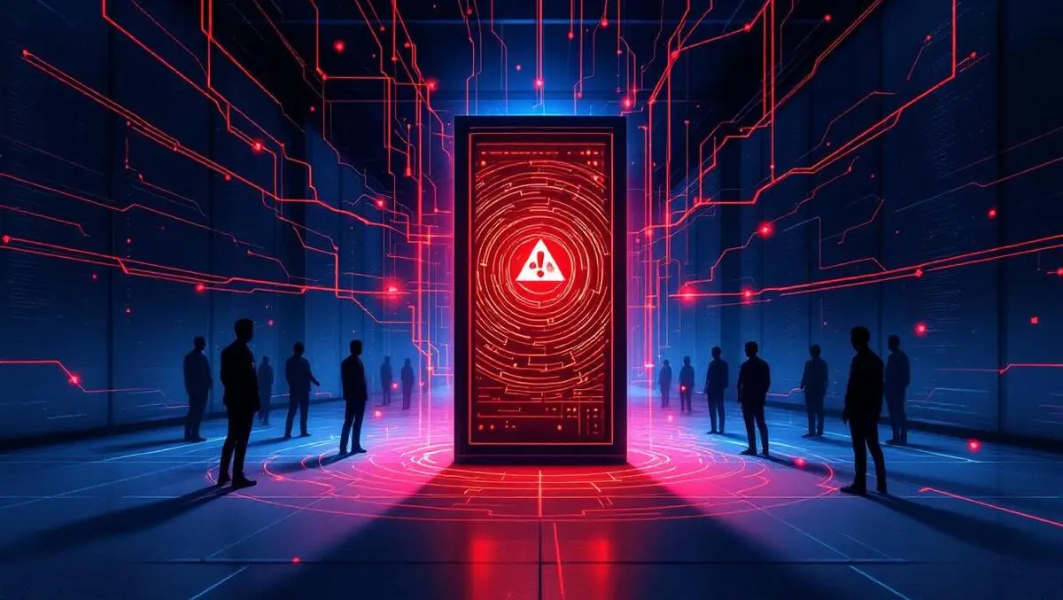 Server room exposed rack critical vulnerability red warning art