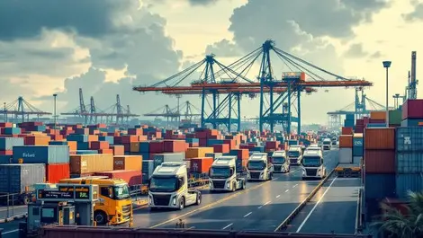 Port klang container terminal electric trucks battery swap scene