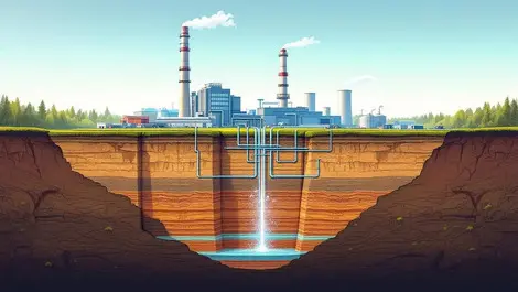 Ontario industrial ccs plant with pipelines to deep geologic storage layers