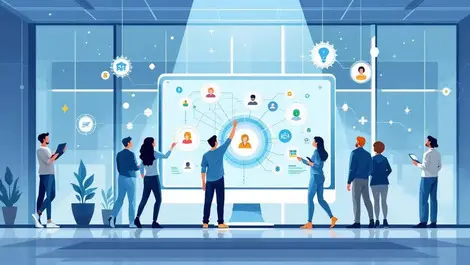 Marketing team collaboration ai automation customer journey vector