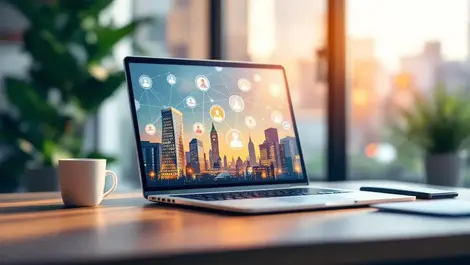 Laptop london office automated partner recruiting across europe