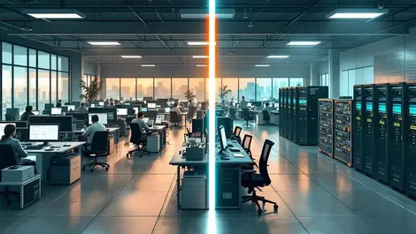 Australian office empty desks replaced by server racks automation