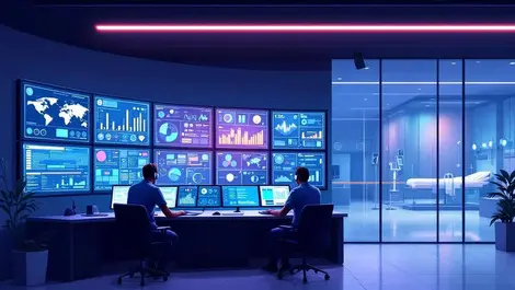 Melbourne hospital it control room night monitoring dashboards