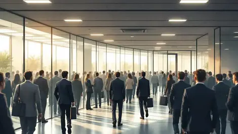 Crowded australian office lobby vs empty specialist roles ai finance