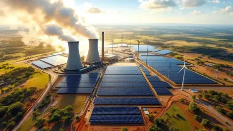 Aerial australian coal plant to renewable energy hub queensland