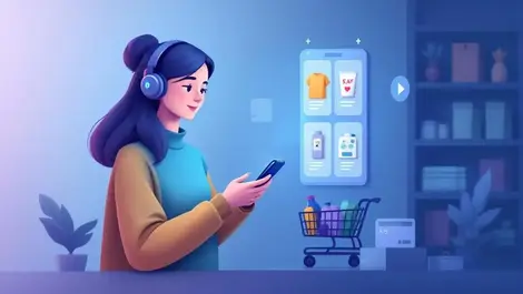 Ai product comparison smartphone cart checkout illustration